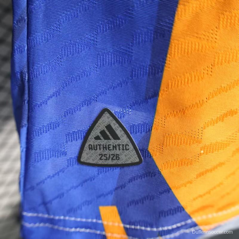 Player Version 25/26 Real Madrid Limited Edition Blue Orange Abstract Pattern Jersey