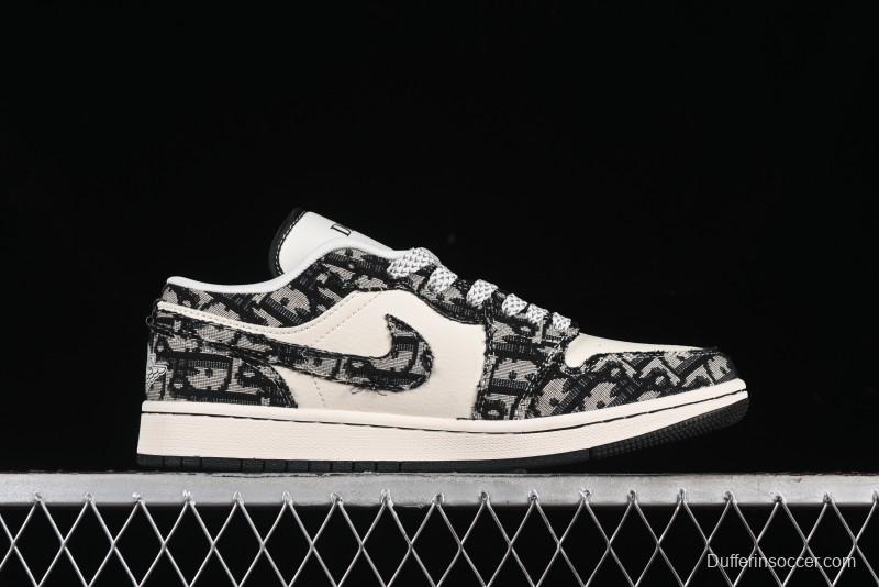 Nike Air Jordan 1 Low AJ1 Dior Collaboration - White Black Red Label Retro Basketball Shoes - SJ9950-036