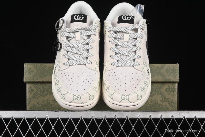 Nike SB Dunk Low Gucci Collaboration - Crystal Green Pattern Anniversary High-End Custom Low-Top Casual Sneakers - XY1688-104
