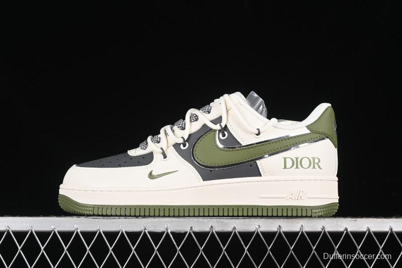 Nike Air Force 1 '07 Low Dior Collaboration - White Green Drawstring Casual Sneakers - SJ1198-200