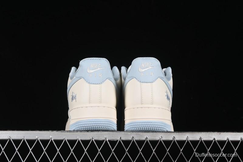 Nike Air Force 1 '07 Low Stussy Collaboration - Off White Elegant Blue Low-Top Casual Sneakers - XZ3328-002