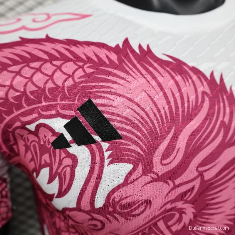 Player Version 2025 Japan National Team White with Pink Dragon Design Jersey