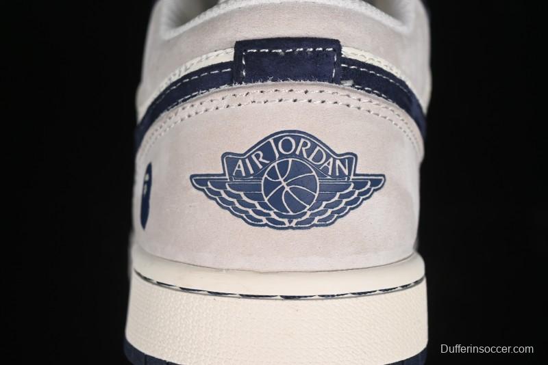 Nike Air Jordan 1 Low BAPE Collaboration Retro Basketball Shoes - WG8850-015