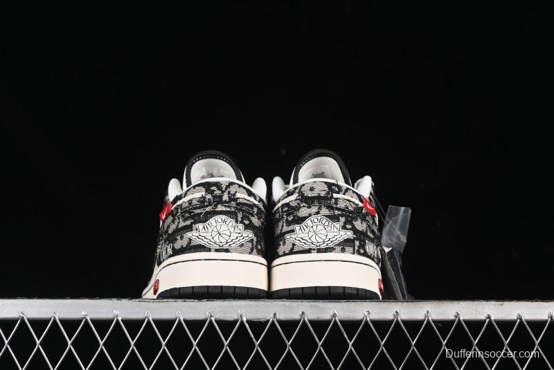 Nike Air Jordan 1 Low AJ1 Dior Collaboration - White Black Red Label Retro Basketball Shoes - SJ9950-036