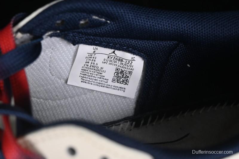 Nike Travis Scott x Fragment Design x Air Jordan 1 Low OG SP AJ1 Supreme Collaboration - Deep Blue Red Culture Casual Sneakers - XY2688-122