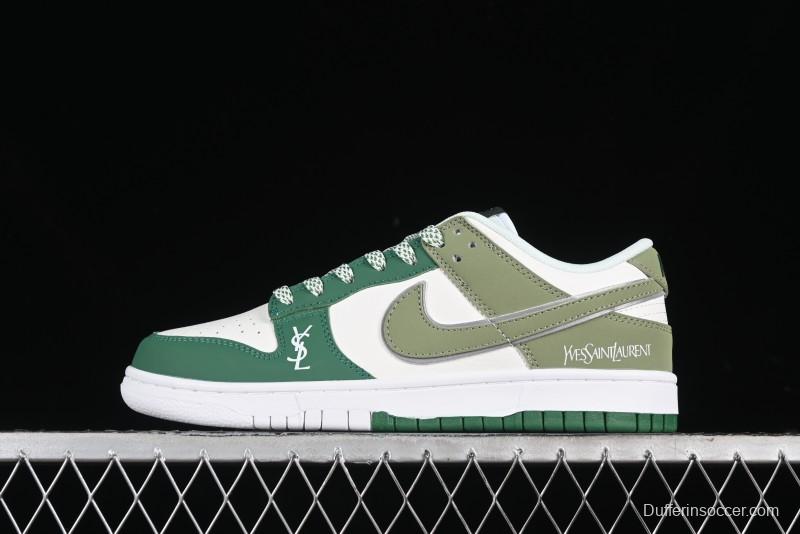 Nike SB Dunk Low Saint Laurent Series - White Green Swoosh Anniversary High-End Custom Low-Top Casual Sneakers - GF2409-170