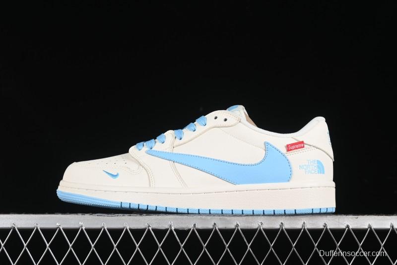 Nike Travis Scott x Fragment Design x Air Jordan 1 Low OG SP AJ1 Supreme North Face Collaboration - DIY1688-002