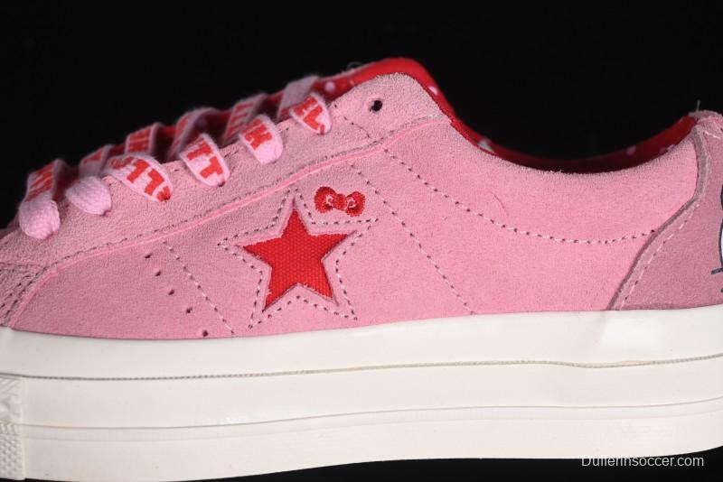 Converse One Star Hello Kitty Collaboration Low Top Casual Sneakers with Embroidered Bow - 362941C