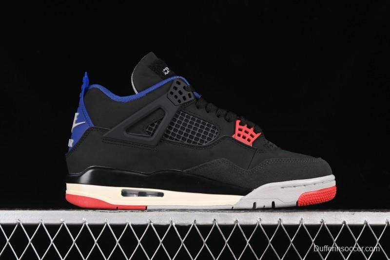 Nike Air Jordan 4 Retro Basketball Shoes in Black, Blue and Neutral Grey - FV5029-003