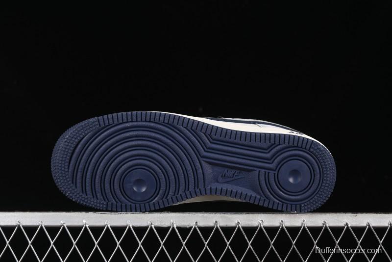 Nike Air Force 1 '07 Low Stussy Collaboration - Grey Pigskin Blue Sole Low-Top Casual Sneakers - XZ3318-028