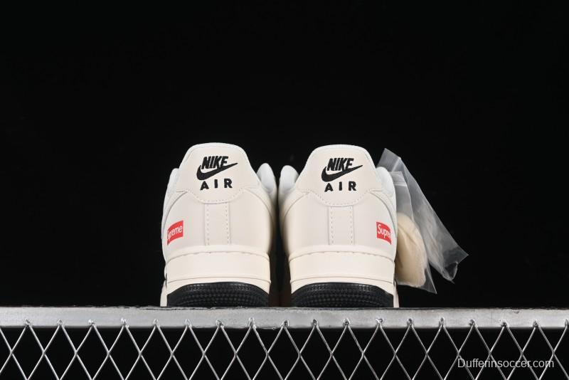 Nike Air Force 1 '07 Low Supreme Collaboration - White Black Two-Tone Low-Top Casual Sneakers - BB7577-217