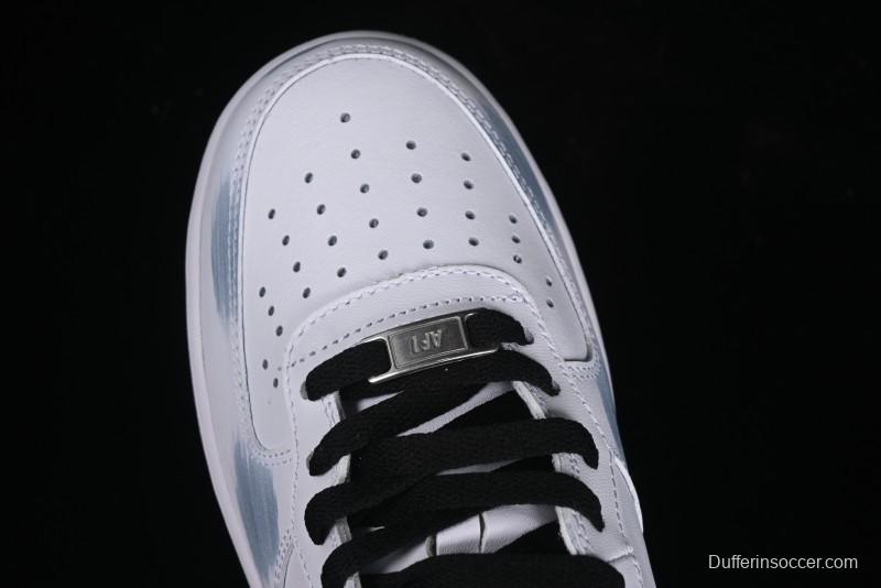 Nike Air Force 1 Mid Custom Hand-Painted Broken Three Hooks Shadow Spray-Painted Strap Mid-Top Casual Sneakers - CW2289-111