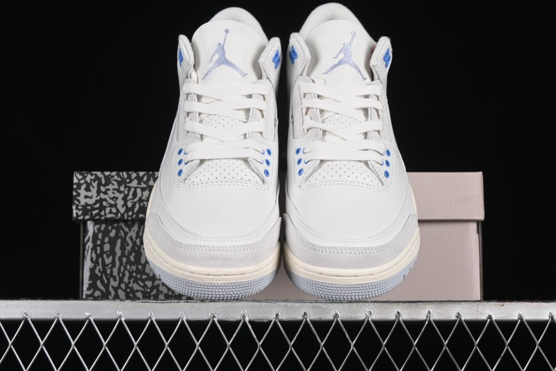 Nike Air Jordan 3 Retro "Lucky Shorts" Basketball Shoes with University Blue and White Colorway - CT8532-101