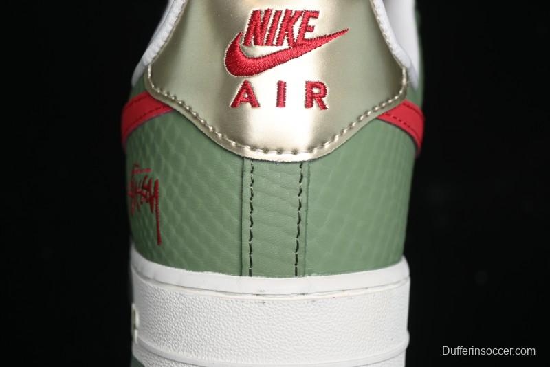 Nike Air Force 1 '07 Low Stussy Collaboration - Snake Green Low-Top Casual Sneakers - KK1988-028