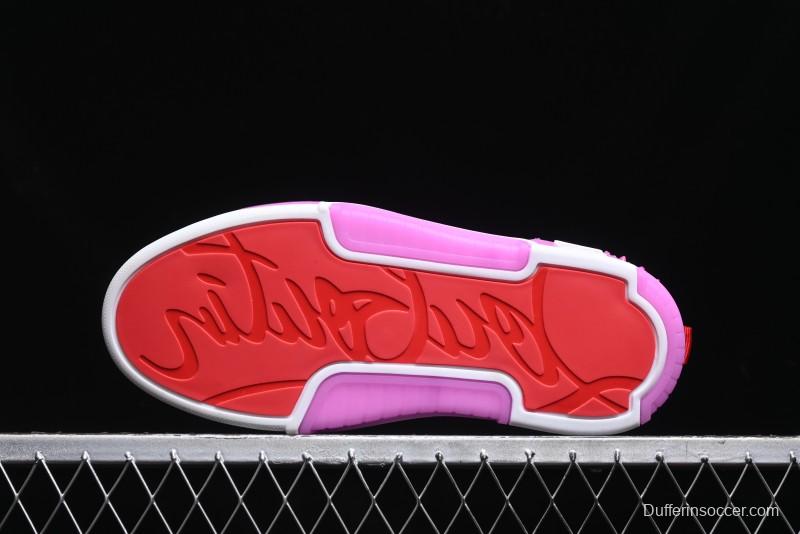 Christian Louboutin Funnyto Flat French Luxury Brand Low-Top Sneakers in Purple Color Block - X.D4