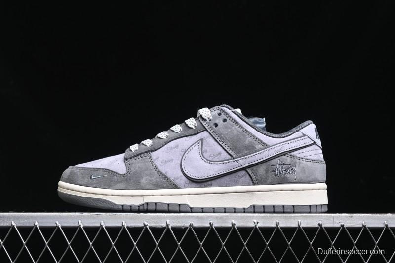 Nike SB Dunk Low Stussy Collaboration - Granite Grey Anniversary Custom Low-Top Casual Skate Shoes - XS1086-008