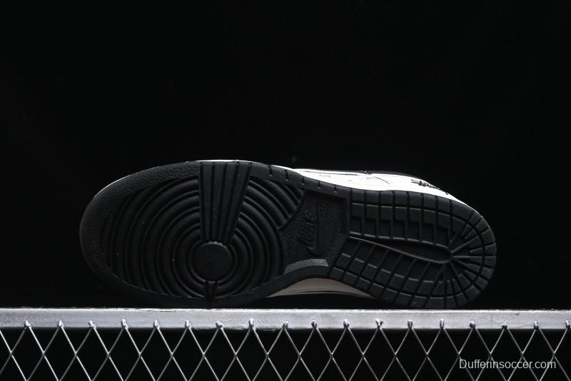 Nike SB Dunk Low Stussy Collaboration - Beige Black Swoosh Silver Edge Anniversary High-End Custom Low-Top Casual Sneakers - XX3168-306