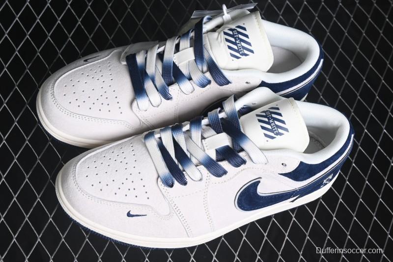 Nike Air Jordan 1 Low OF Collaboration - Premium Custom Retro Basketball Shoes in Blue Grey - DM9188-003