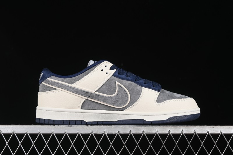 Nike SB Dunk Low Collaboration with Violent Bear - Patchwork Grey Swoosh Anniversary Custom Edition Low-Top Casual Skate Shoes - KK1333-013