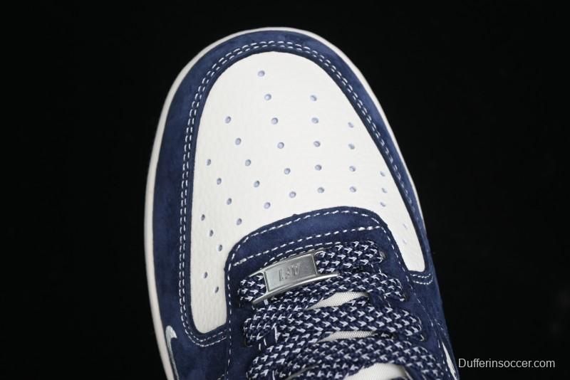 Nike Air Force 1 '07 Low Stussy Collaboration - Navy Red Print Casual Sneakers - XZ6188-350