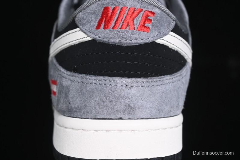 Nike SB Dunk Low Supreme Collaboration - Carbon Black Grey Pig Anniversary High-End Custom Low-Top Casual Skate Shoes - XX3186-206