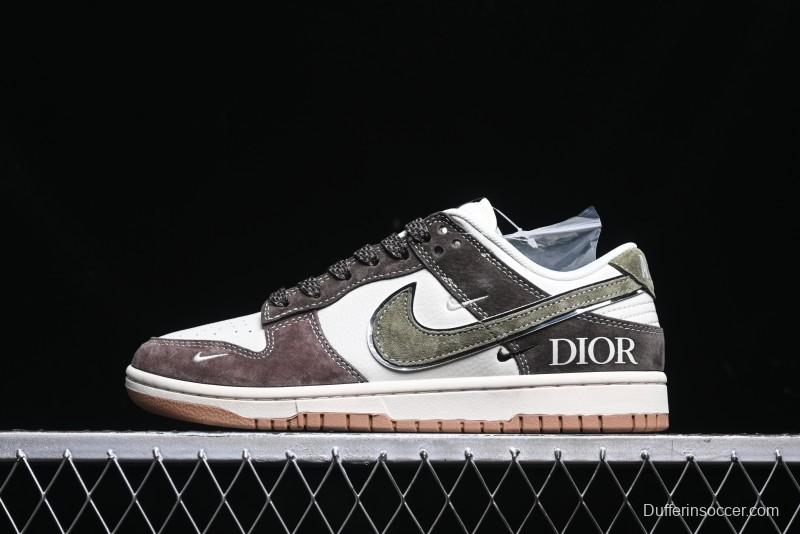 Nike SB Dunk Low Dior Collaboration - Chestnut Anniversary High-End Custom Low-Top Casual Sneakers - XS1086-007