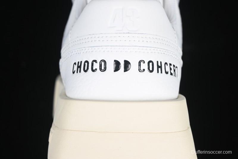Choco Concert Leather Round Square Asymmetrical Fashion Sneakers White - AJE5