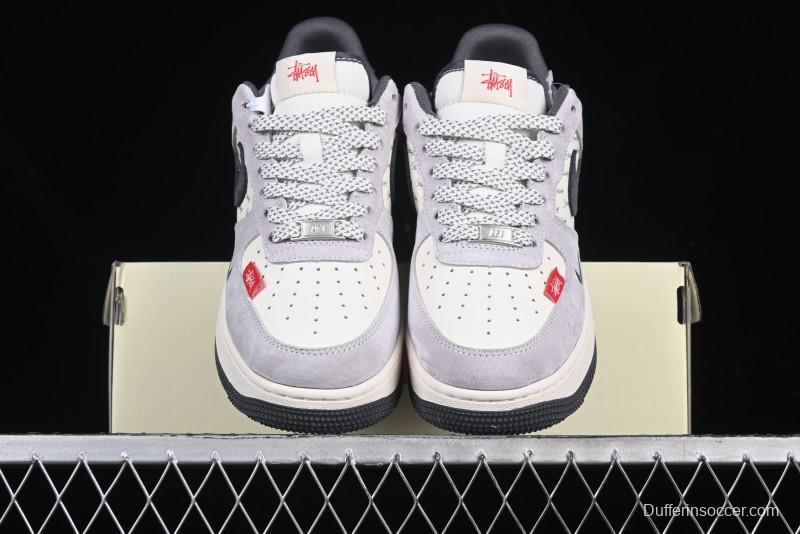 Nike Air Force 1 '07 Low Stussy Collaboration Pig Skin Swoosh Logo Low-Top Casual Sneakers - XS1958-501