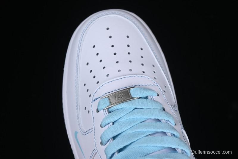 Nike Air Force 1 '07 Low Casual Sneakers with White & Blue Swoosh - CW2288-026