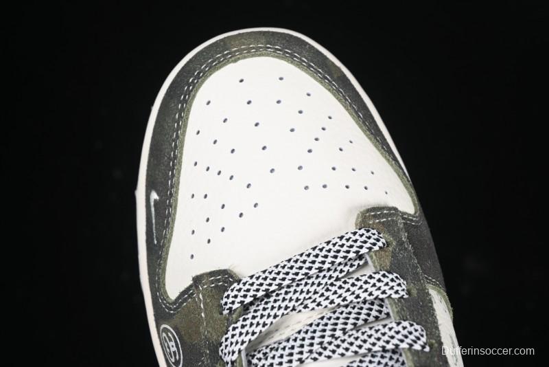 Nike SB Dunk Low Stussy Collaboration - Camo Black Swoosh Anniversary High-End Custom Low-Top Casual Sneakers - DM6868-011