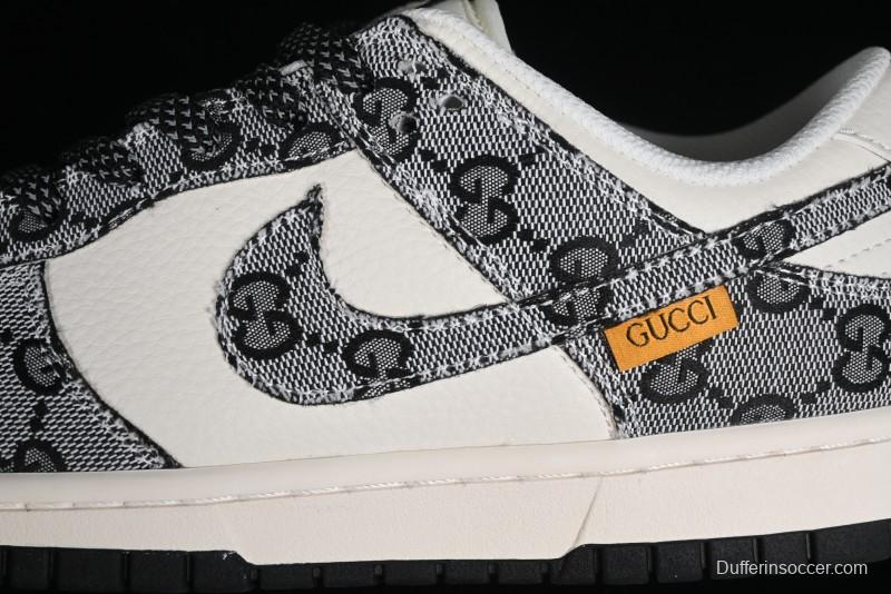Nike SB Dunk Low Gucci Collaboration - Grey Pattern Anniversary High-End Custom Low-Top Casual Skate Shoes - BB9676-311