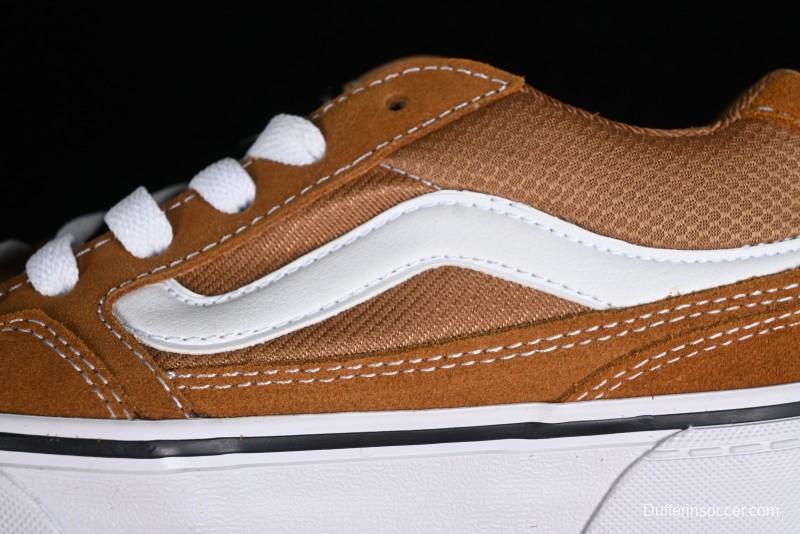 Vans Caldrone Classic American Retro Skate Shoes in Brown Orange - VN000CXZ1OU