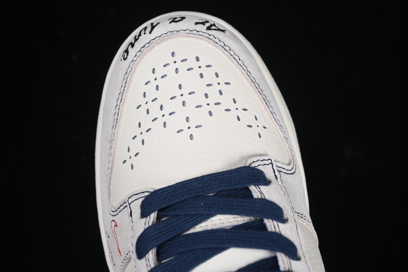 Nike SB Dunk Low Stussy Collaboration Embroidered Navy Swoosh Anniversary Custom Low-Top Casual Sneakers - MM1089-032