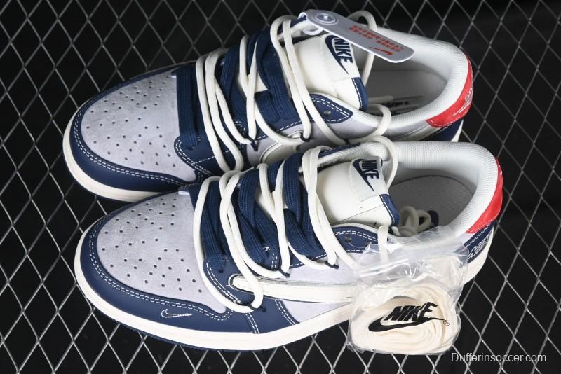 Nike Travis Scott x Fragment Design x Air Jordan 1 Low OG SP AJ1 Graffiti Drawstring Low-top Casual Sneakers - XS3186-203