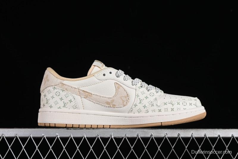 Nike Air Jordan 1 Low OG SP Travis Scott x Fragment Design Retro Sneakers with Reverse Swoosh - SJ2068-006