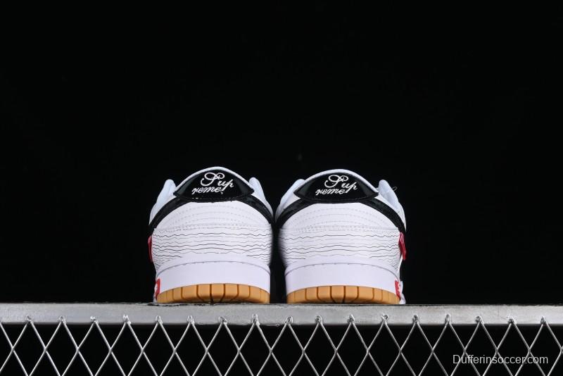 Supreme x Nike Dunk Low SB Casual Skate Shoes with Zoom Air Cushion - XD6188-034