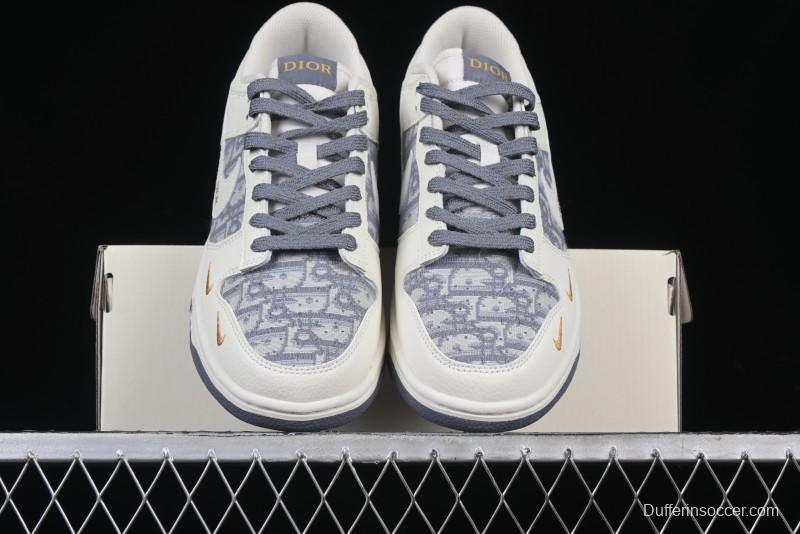 Nike SB Dunk Low Dior x Stone Island Triple Collaboration - Anniversary High-End Custom Low-Top Casual Sneakers - DM6868-043