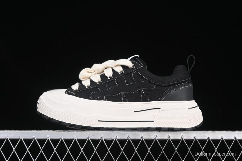 Shoot Brand Resonance Black Plum Retro Comfort Leather Anti-Slip Elevated Low-Top Casual Skate Shoes - AJD4