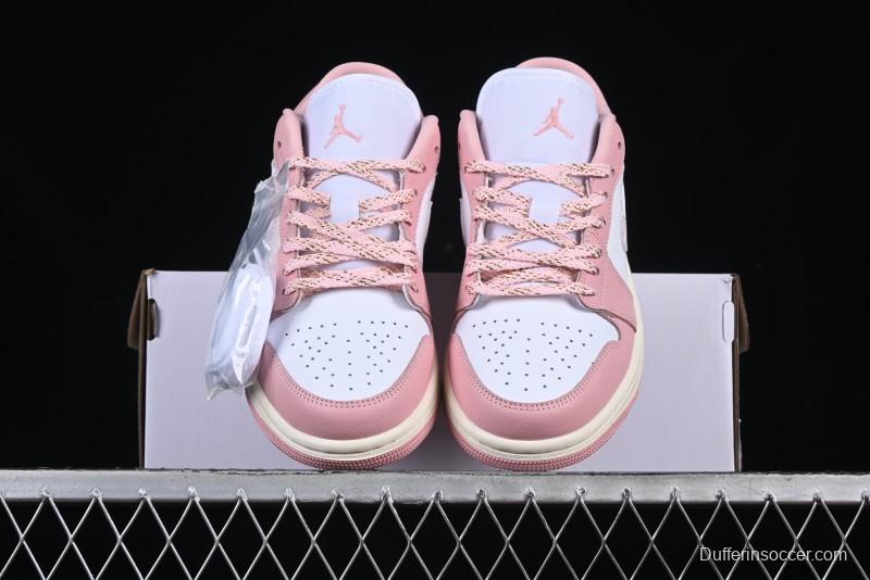 Nike Air Jordan 1 Low AJ1 Custom White Pink Low-Top Casual Lifestyle Sneakers - DC0774-162