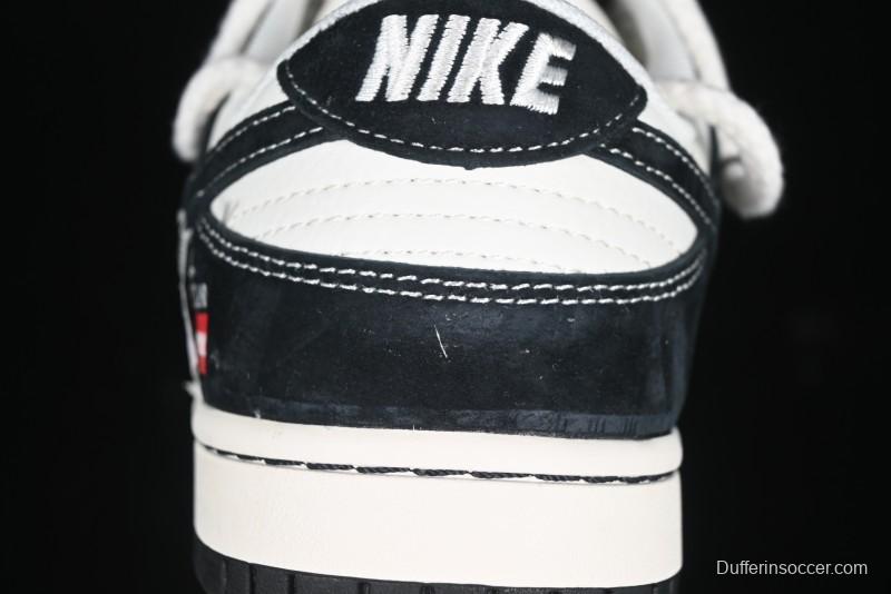 Nike SB Dunk Low Supreme x Stone Island Triple Collaboration Strap Patch Black Swoosh Anniversary Custom Low-Top Casual Skate Shoes - YX5066-202