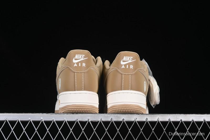 Nike Air Force 1 '07 Low Bape Collaboration Khaki Beige Grey Low-Top Casual Sneakers - BB6566-208