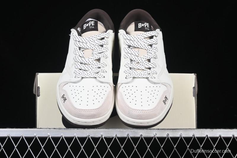 Nike Travis Scott x Fragment Design x Air Jordan 1 Low OG SP AJ1 Bape Collaboration Sneakers - AG3702-807