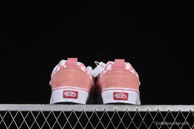 Vans Knu Skool Low Top Comfortable Slip Resistant Wear Resistant Casual Sneakers in Pink Checker - VN0009QCREV
