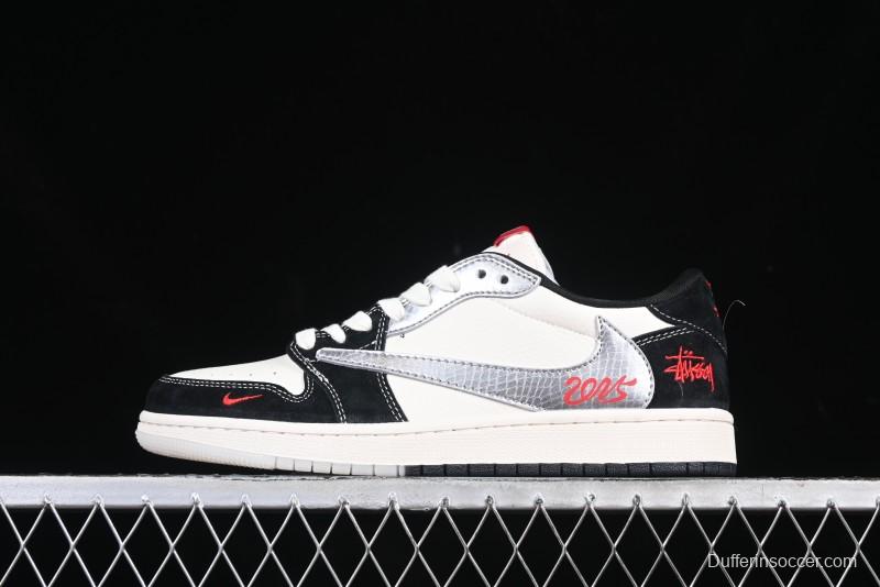 Nike Travis Scott x Fragment Design x Air Jordan 1 Low OG SP AJ1 Retro Sneakers with Unique Collaboration Design - DM9288-007