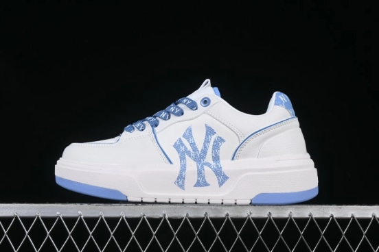 New York Yankees MLB Chunky Liner Denim Monogram Lightweight Elevated Platform Casual Sneakers - 3ASXD025N50BLS