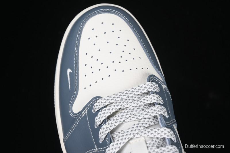 Nike Air Jordan 1 Low Stussy Collaboration - Grey Swoosh Retro Basketball Shoes - XX3318-503