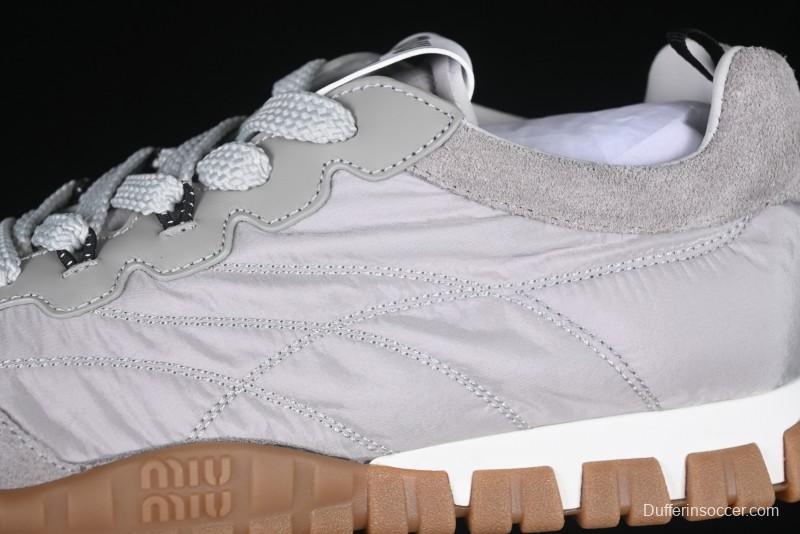 Miu Miu Suede Round Toe Lace-Up Low Top Women's Casual Shoes - 99D4