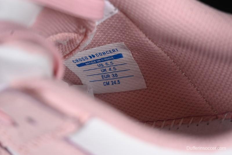 Choco Concert Leather Round Square Asymmetrical Fashion Sneakers White Pink - AJE5