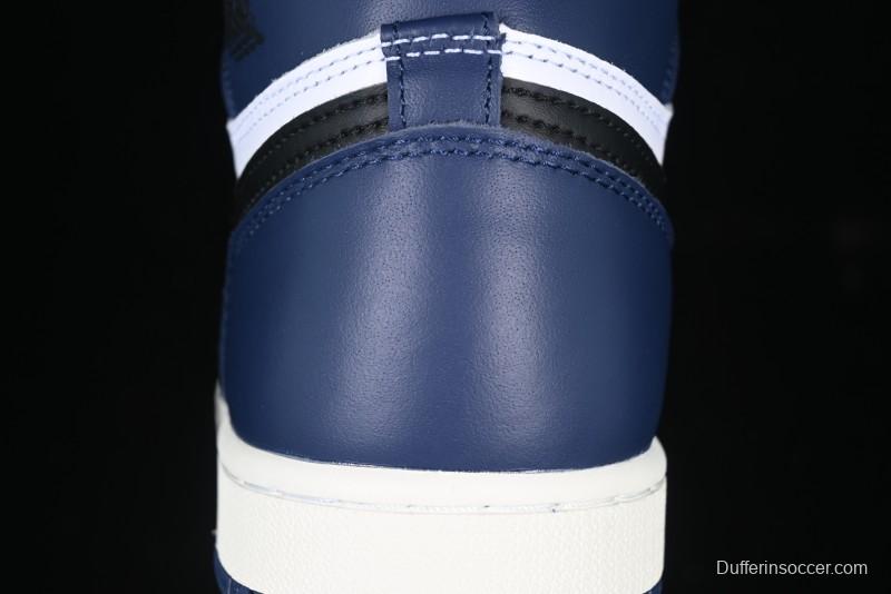 Nike Air Jordan 1 High OG "Midnight Navy" Basketball Shoes with Full Leather Construction - DZ5485-401