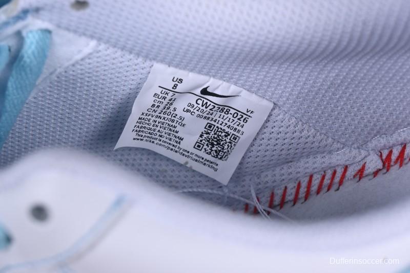 Nike Air Force 1 '07 Low Casual Sneakers with White & Blue Swoosh - CW2288-026